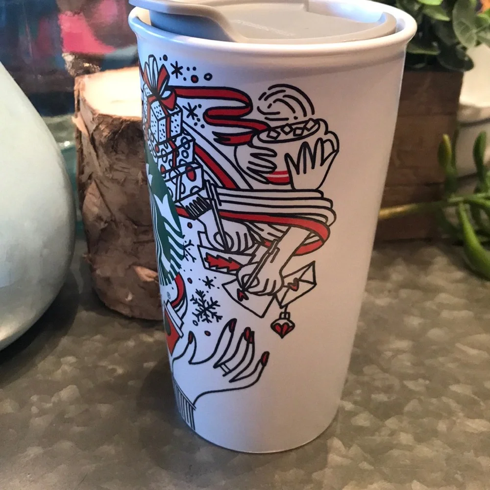 Starbucks 2017 Christmas Hand Holding Travel Mug